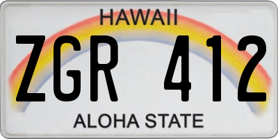 HI license plate ZGR412