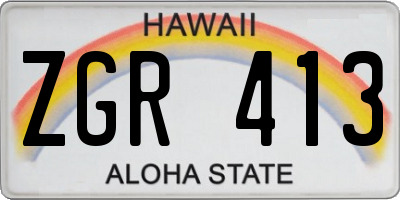 HI license plate ZGR413