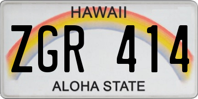 HI license plate ZGR414