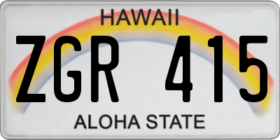HI license plate ZGR415