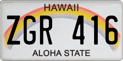 HI license plate ZGR416