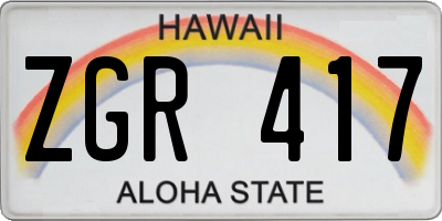 HI license plate ZGR417