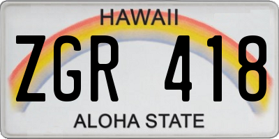 HI license plate ZGR418