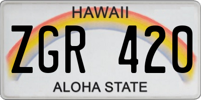 HI license plate ZGR420
