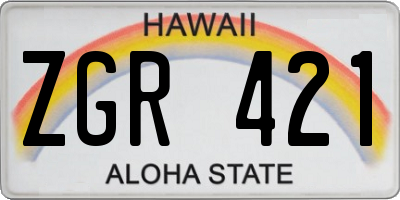 HI license plate ZGR421
