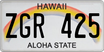 HI license plate ZGR425