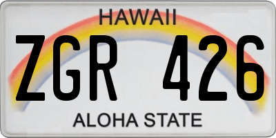 HI license plate ZGR426