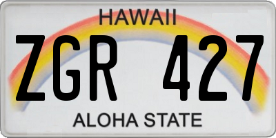 HI license plate ZGR427