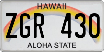 HI license plate ZGR430