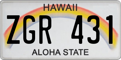 HI license plate ZGR431
