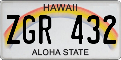 HI license plate ZGR432