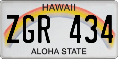 HI license plate ZGR434