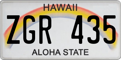 HI license plate ZGR435
