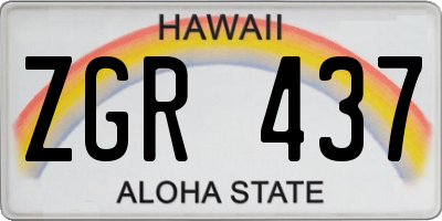 HI license plate ZGR437