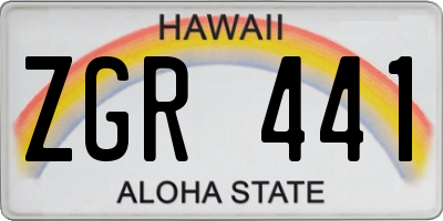 HI license plate ZGR441