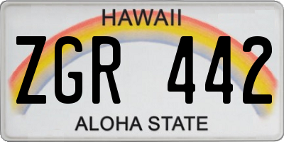 HI license plate ZGR442