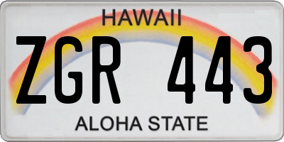 HI license plate ZGR443