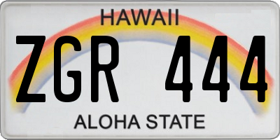 HI license plate ZGR444