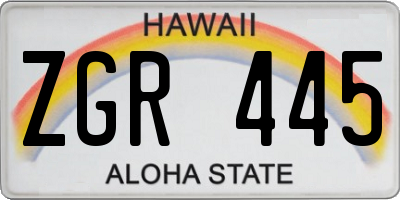 HI license plate ZGR445
