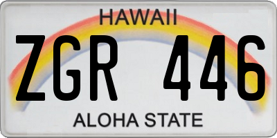 HI license plate ZGR446