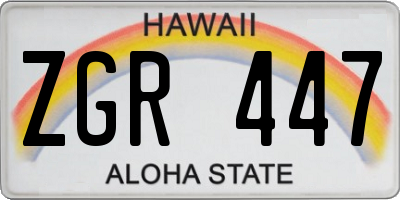 HI license plate ZGR447
