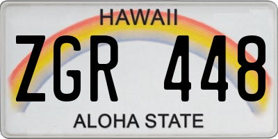 HI license plate ZGR448