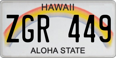 HI license plate ZGR449