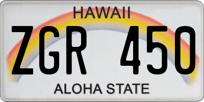 HI license plate ZGR450