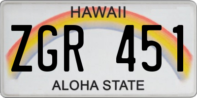 HI license plate ZGR451