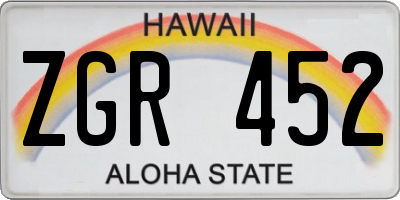 HI license plate ZGR452