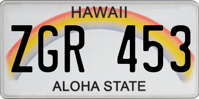 HI license plate ZGR453