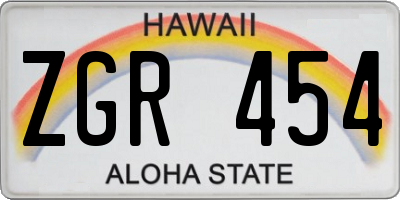 HI license plate ZGR454