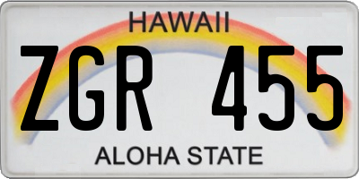 HI license plate ZGR455