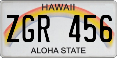 HI license plate ZGR456
