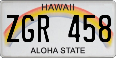 HI license plate ZGR458