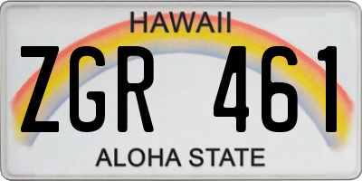 HI license plate ZGR461