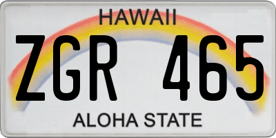 HI license plate ZGR465