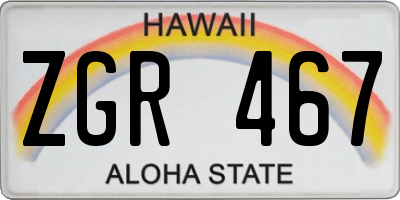 HI license plate ZGR467