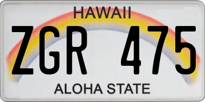 HI license plate ZGR475