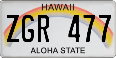 HI license plate ZGR477