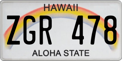HI license plate ZGR478