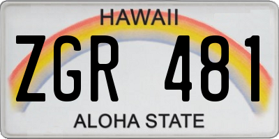 HI license plate ZGR481