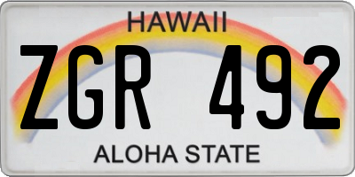HI license plate ZGR492