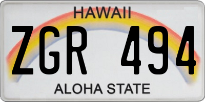 HI license plate ZGR494