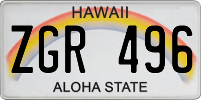HI license plate ZGR496