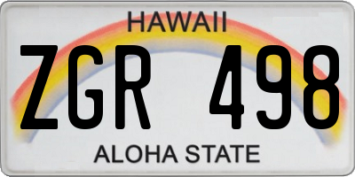 HI license plate ZGR498