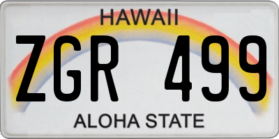 HI license plate ZGR499