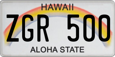 HI license plate ZGR500