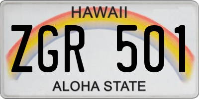 HI license plate ZGR501