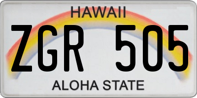 HI license plate ZGR505